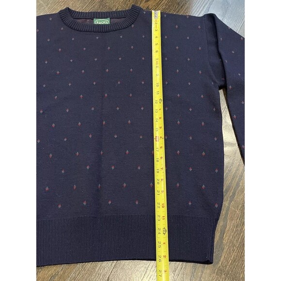 Vintage Izod Wool Sweater Men’s Large Long Sleeve Geometric Navy Blue Brazil - Picture 5 of 7